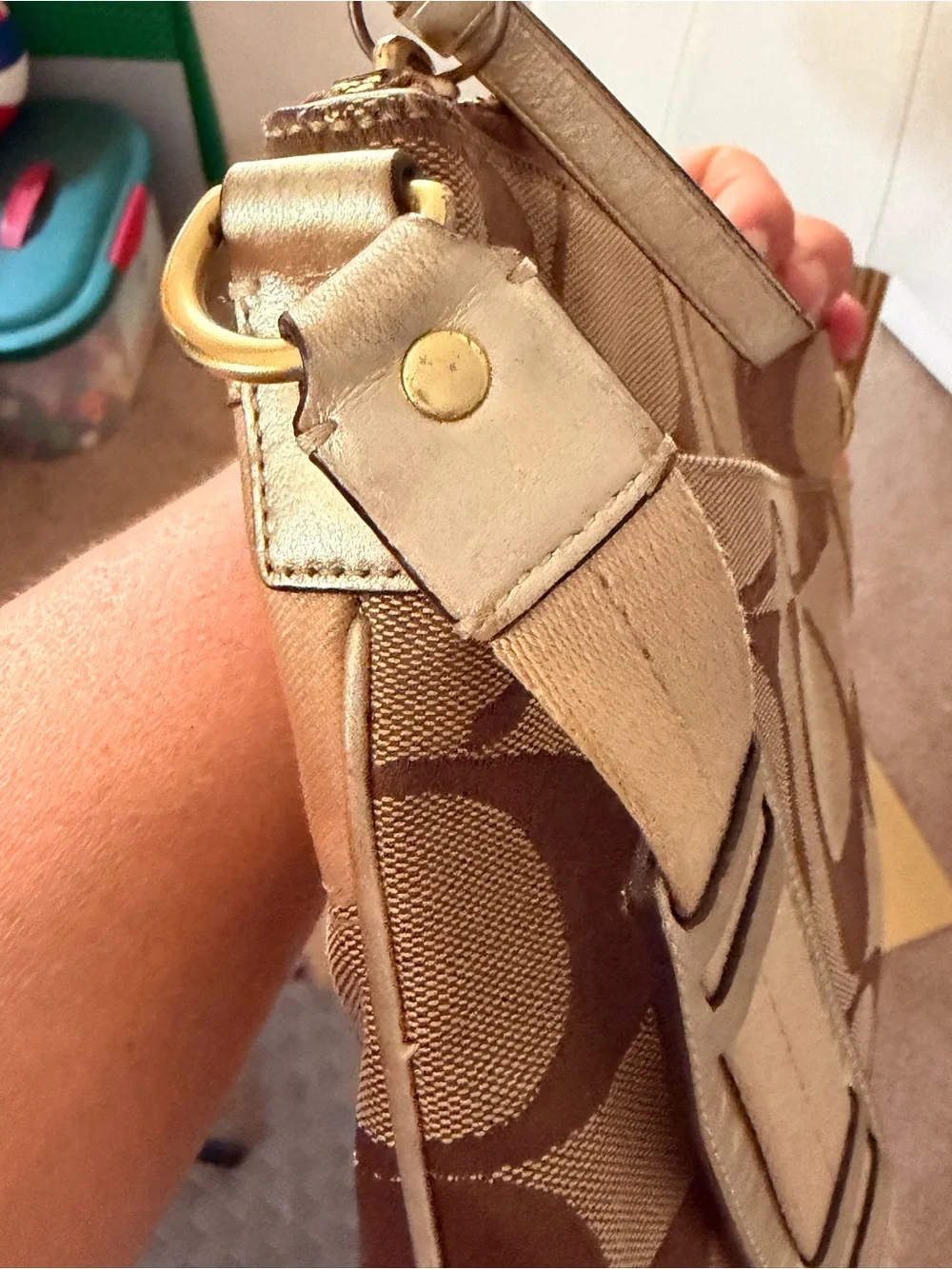 Coach Brown/Tan Signature Crossbody Shoulder Bag
